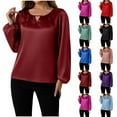 thumbnail image 2 of ShiShine Women's Blouse Keyhole Neck Long Sleeve Shirts Elegant Business Casual Work Tops Dressy Office Shirt, 2 of 5