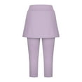 thumbnail image 6 of Horkkom Athletic Skirts Women Elastic Waist Capris Skirted Leggings Solid Color Stretch Yoga Pants Purple S, 6 of 6