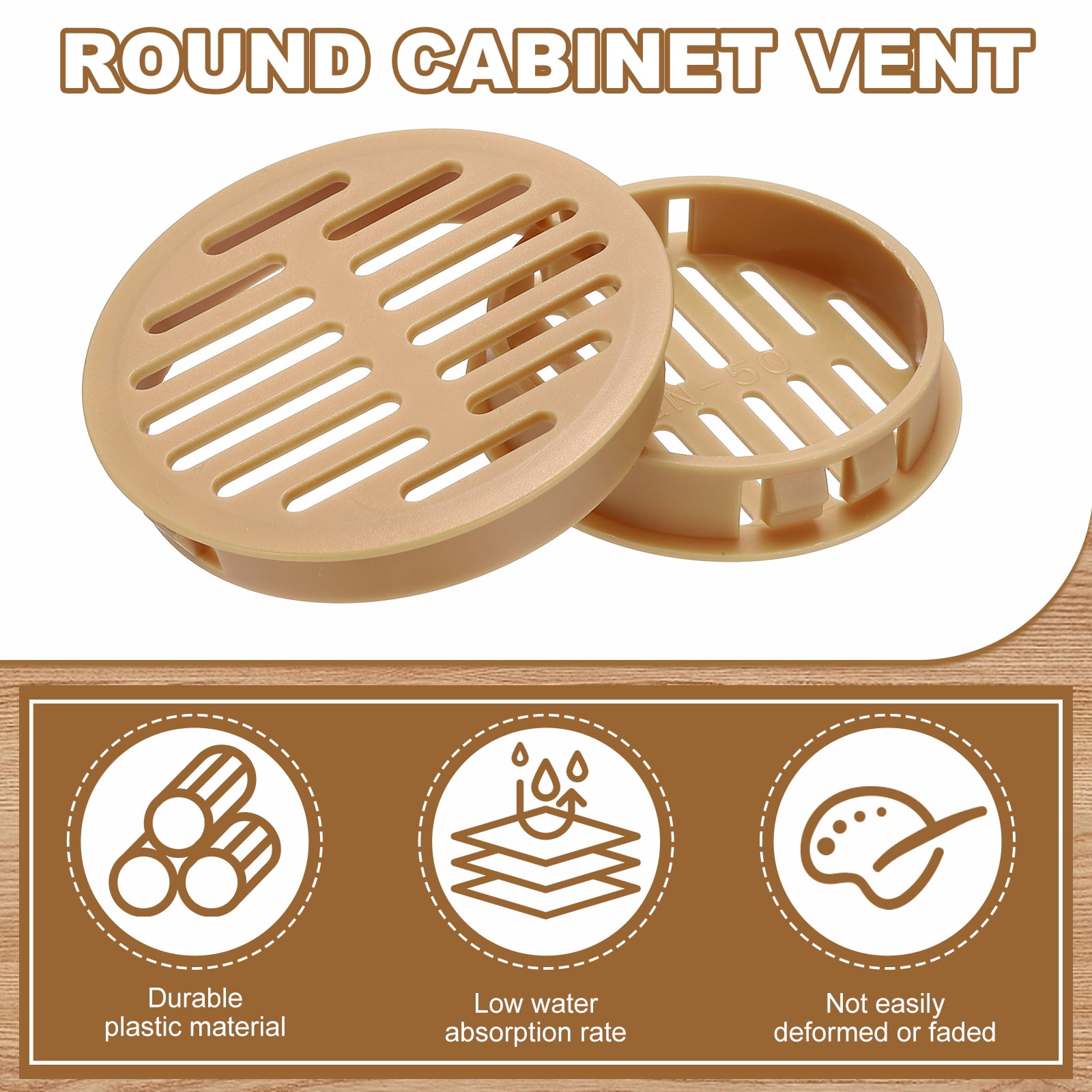 Uxcell 25pcs Round Cabinet Vent 2.36" (60mm Openings) Plastic Circular Soffit Exhaust Vent Soffit Louver Vent Mesh Hole for Bathroom Home Office Kitchen Cabinet Wardrobe, Orange