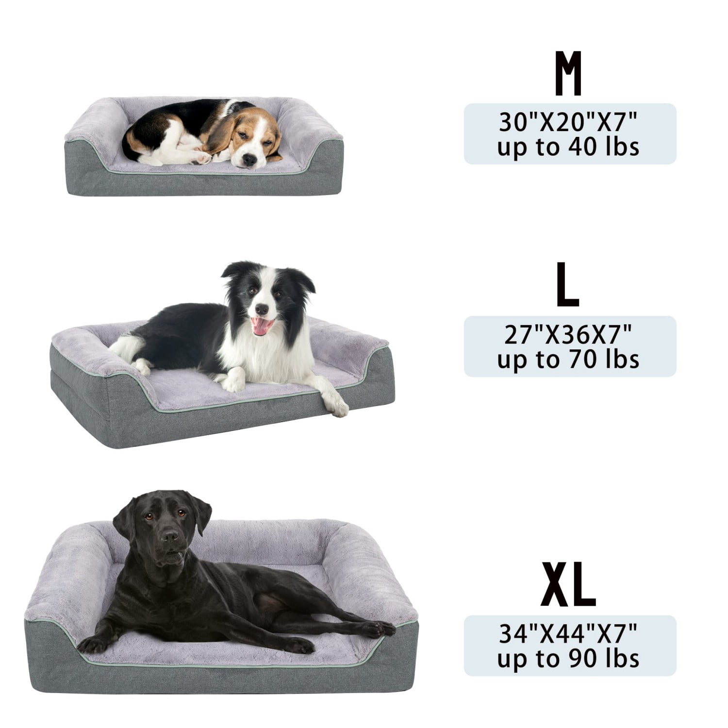 WATANIYA PET Orthopedic Dog Sofa Bed, Non Slip Pet Couch Bed with Removable Washable Cover, Grey
