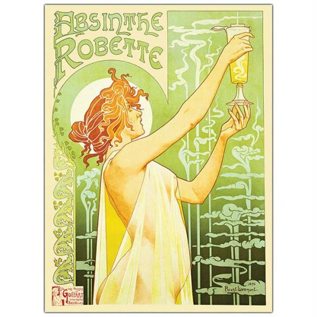 Robette en Absinthe par Privat Livemont - 18X24 Toile Art
