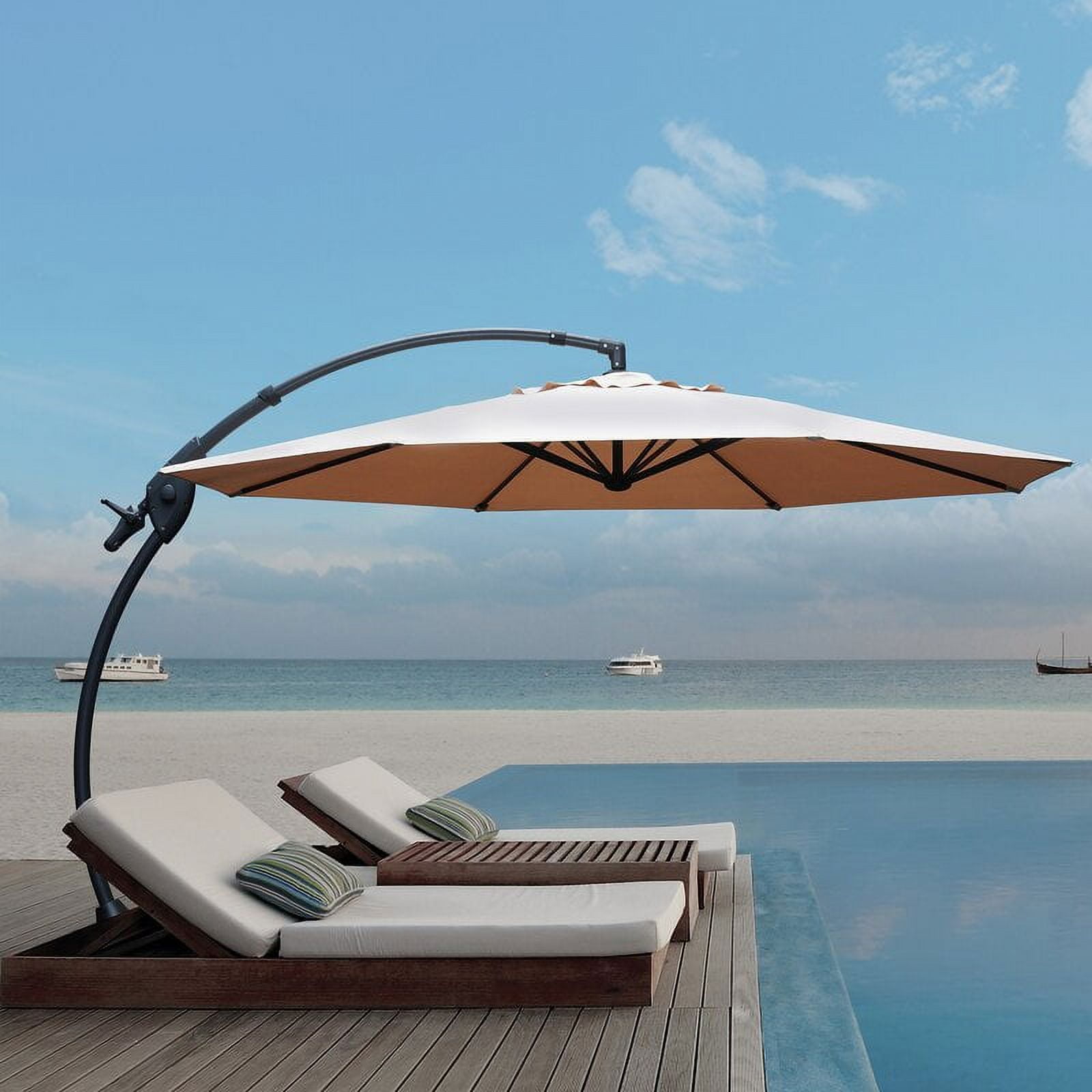 grand patio deluxe 11.5 ft curvy aluminum offset umbrella 11 Cantilever with Base Outdoor Large Round Hanging Umbrella for Garden Backyard (Black & White, 11 FT) : Patio, Lawn & Garden The easy GRAND Patio 11 ft Outdoor
