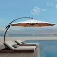 thumbnail image 5 of GRANDPATIO 11 ft Outdoor Umbrella with Base, Curved Offset Cantilever Umbrella for Patio Pool Deck, Champagne, 5 of 9