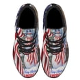 thumbnail image 2 of Snowman Merry ChriStas American flag Shoes Sneakers Black Size 4, 2 of 7