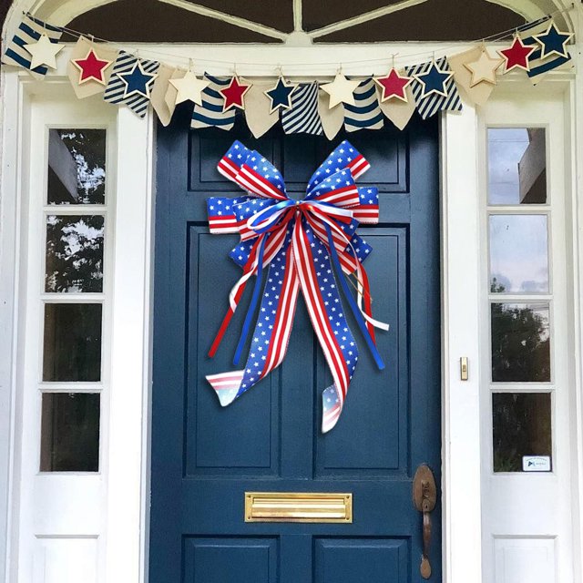 Independence Day Bows Nationals Day Decorations Flag Bows Martyrs' Day Decorations Festival Bow Decoration Door Frame Decoration Window Decoration