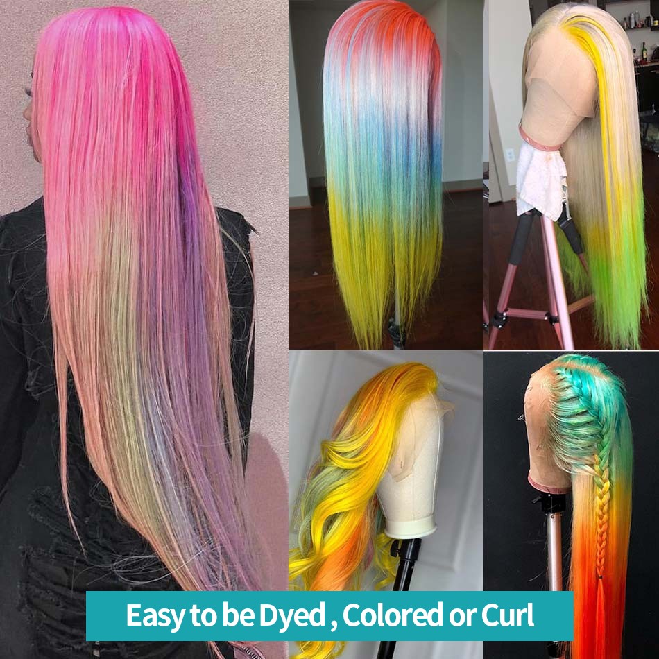 MISSWEN Platinum Blonde Synthetic Wigs 26 inch Long Glueless Lace Front Wigs Natural