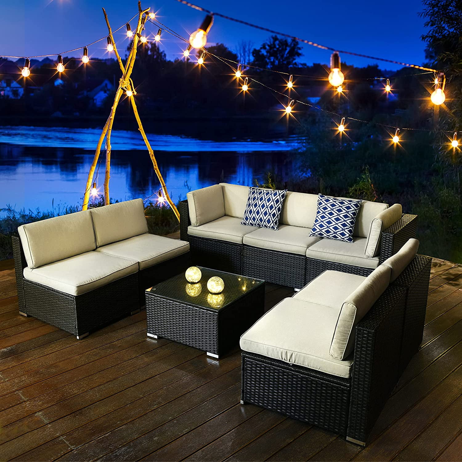 YITAHOME 8 Pieces Patio Furniture Set Outdoor Patio Sectional Sofa Sets Patio Wicker Sectional
