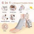 thumbnail image 6 of Spaco 6-in-1 L-Shaped Toddler Slide, Basketball Hoop, Telescope Climber, Non-Slip Steps, Pink, 6 of 7