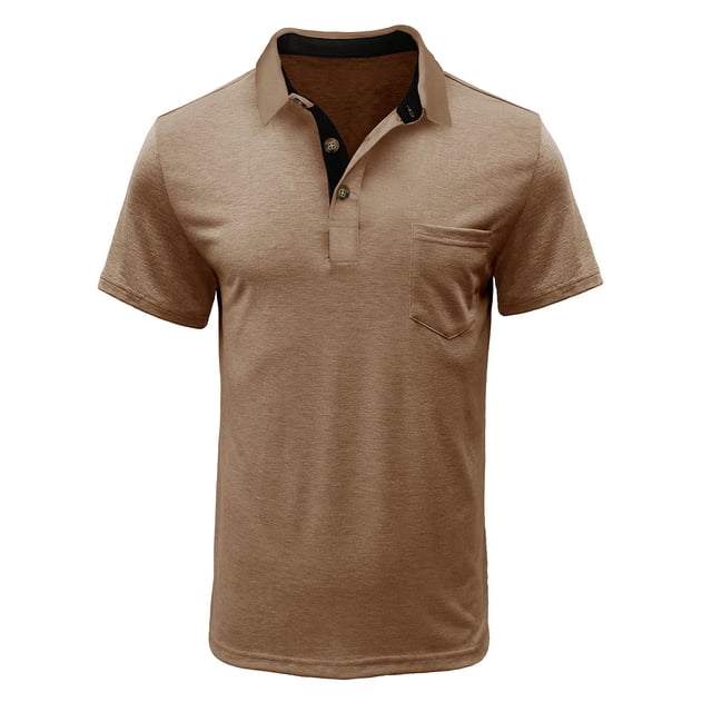 Penkiiy T-Shirt à Manches Courtes pour Hommes, Mode Décontractée, Col Rond, Chandail à Boutons, Blouse 2TG Kaki
