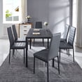 thumbnail image 2 of Anchorhome Modern 7-Piece Kitchen Dining Table Set Woden MDF Tabletop, 6 High Back Parsons Faux Leather Chairs - Grey, 2 of 8