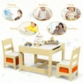 thumbnail image 6 of Olakids Kids Table and Chair Set, 3 in 1 Wood Children Desk Set with Removable Blackboard, Storage Drawer, Toddlers Activity Table Furniture for Art Crafts Drawing Reading Playroom (Natural), 6 of 18