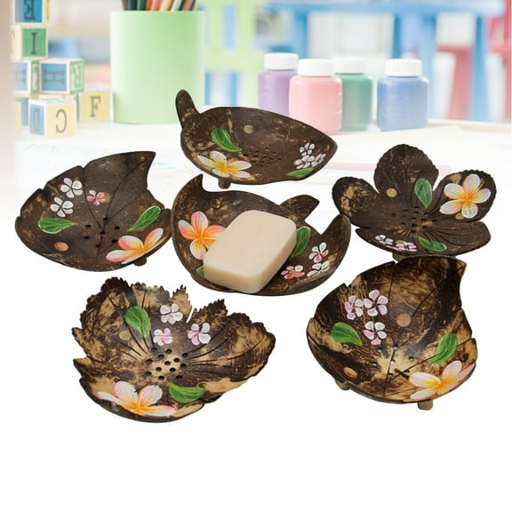 Raindrops  Shaped Leaf Random Style Soap Holder Coconut Shell Dish