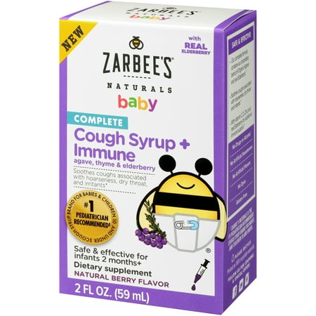 Zarbee's Naturals Complete Baby Cough Syrup + Immune with Agave, Thyme & Elderberry, 2 Fl. Ounces (1