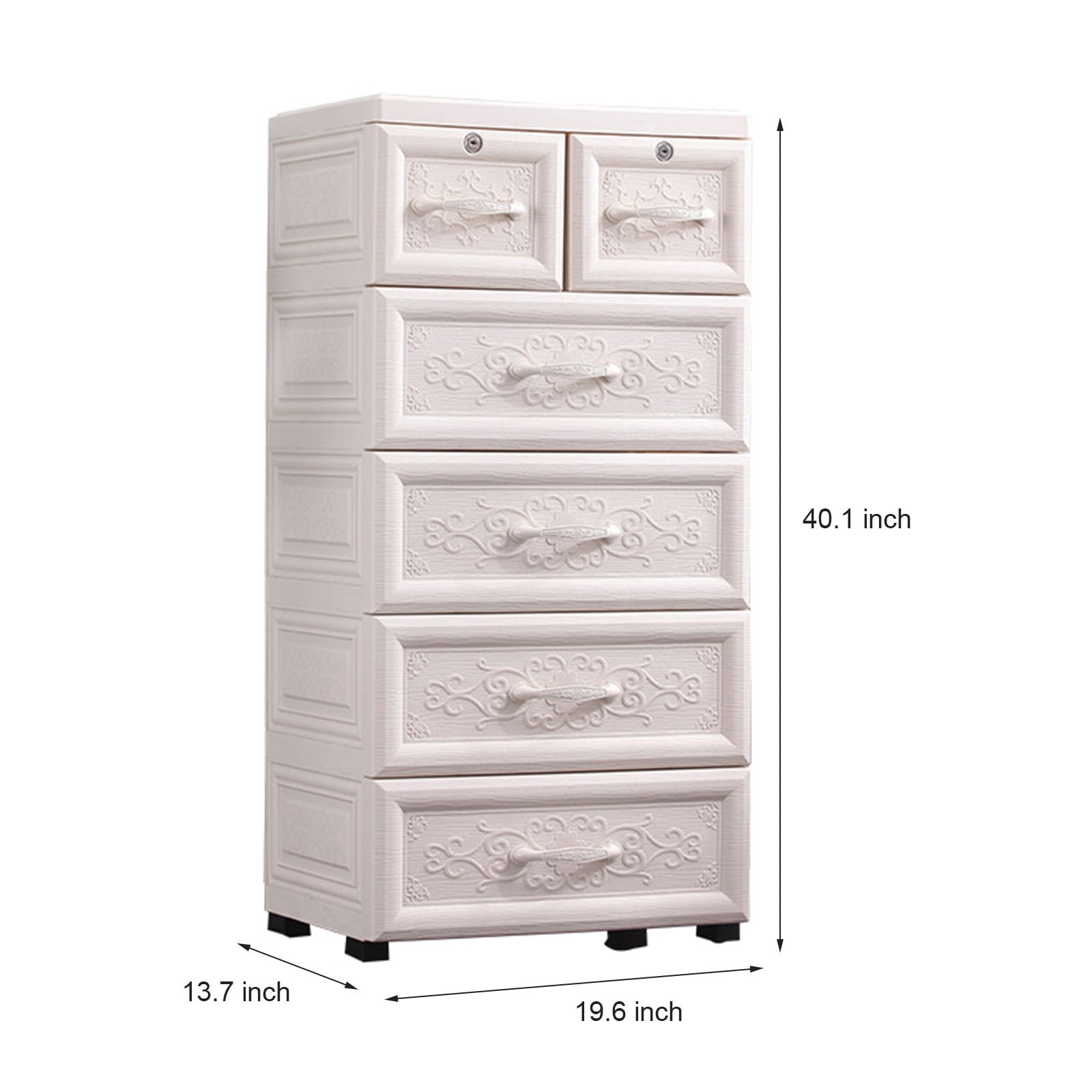 Wuzstar 6 Drawer Storage Cabinet Drawers Plastic Large-capacity Nightstand Chest Dresser W/Silent Rollers