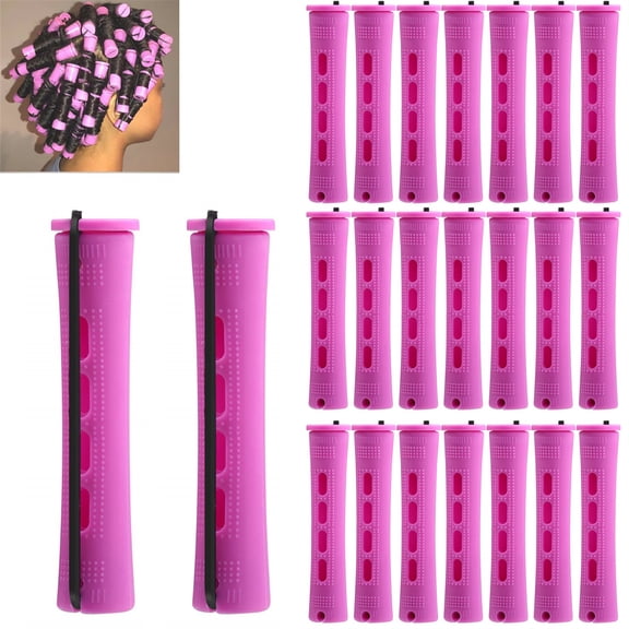 Scheam Purple Heatless Perm Rods Set Lightweight Plastic Hair Curler Clips 0.75 Inch Cold Wave Rods for Long Short Hair,DIY Hairdressing Tools for Women 40 Pcs