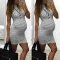 thumbnail image 1 of CHUANK Vêtements de Maternité pour Femmes Mode Femmes Enceintes Col Rond Sans Manches Allaitement Maternité Robe Débardeur à Rayures, 1 of 9