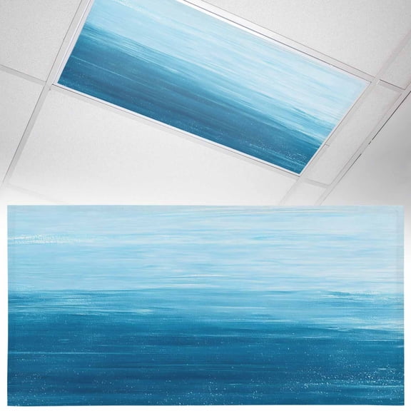 Ceiling Light Cover for Classroom, Sky Blue White Brush Stroke Textured Magnetic Fluorescent Light Covers Filter for School,Office, 2X4  FT, Pack of 1, Abstract Modern