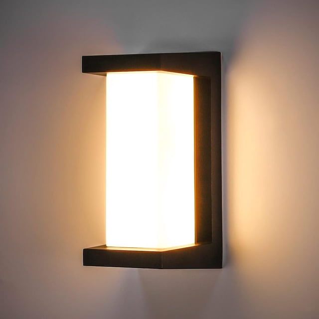 Aplique de pared para exteriores moderno, luminaria exterior con temperaturas de color, iluminación exterior de aluminio superbrillante, pantalla de acrílico transparente, iluminación de pared