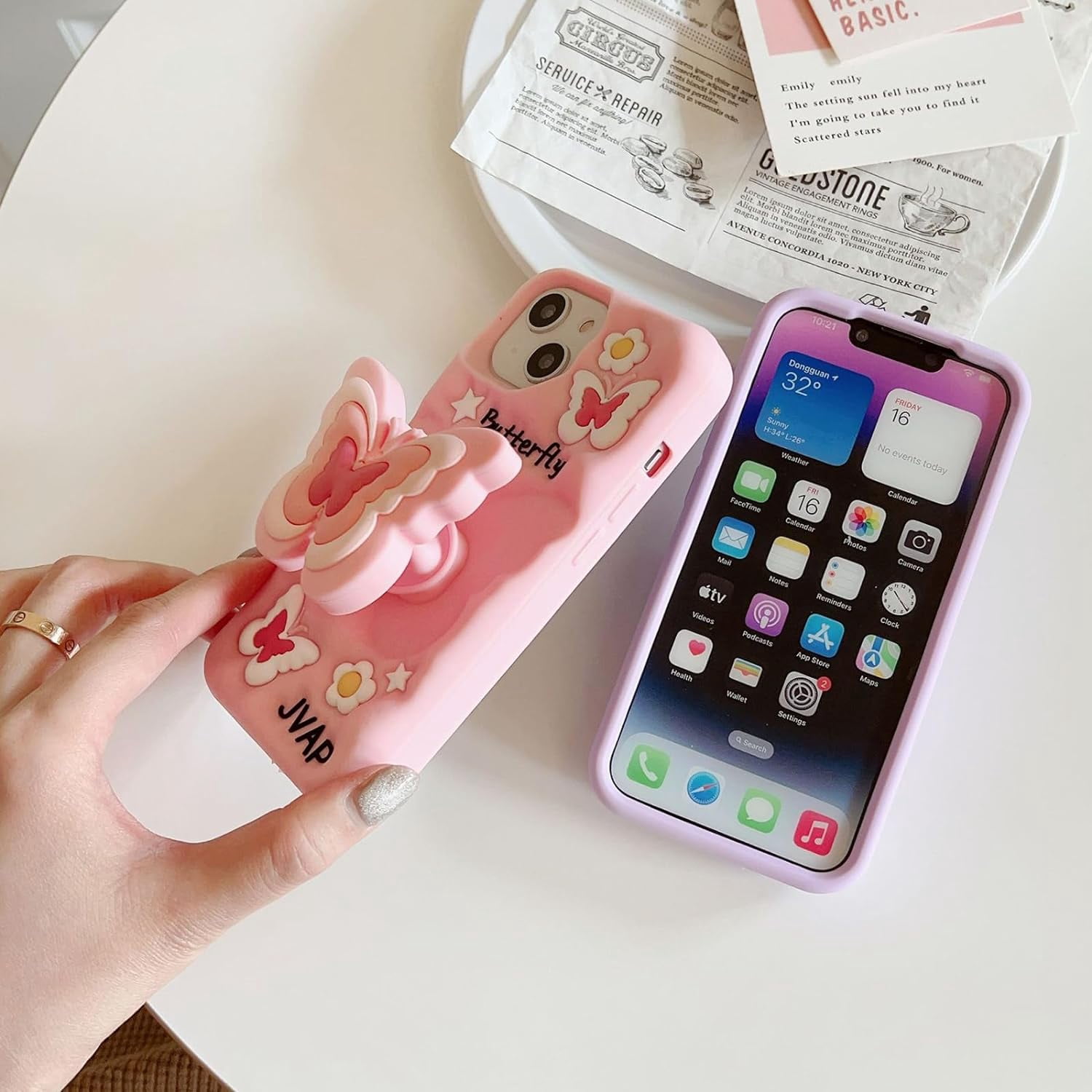 Pink Bunny Phone Case Compatible with iPhone 11, Cute 3D Korea