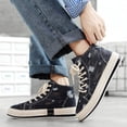 thumbnail image 3 of Rokment Mens High Top Fashion Sneakers Retro Streetwear Casual Ripped Denim Lace up Platform Canvas Walking Flat Tennis Shoes 2026 Blue Size 8, 3 of 6