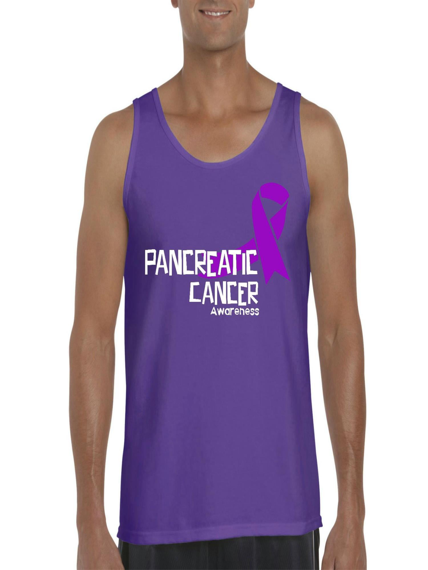 Mens Sleeveless T Shirts Summer USA Flag Pancreatic Cancer Awareness 100% Cotton Tops 