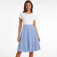 thumbnail image 5 of LWavelet Women's Striped Flared Midi Skirt, High Waist, Retro 4th of July & Vacation A-Line Skirt Sky Blue XL, 5 of 6