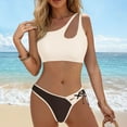 thumbnail image 6 of Xudanell Two piece Womens High Waisted Bikini Set Tie Knot High Rise Two Piece Swimsuits V Neck Bathing Suits Sexy Swimwear (Brown,L), 6 of 9