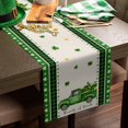 thumbnail image 2 of St Patrick''s Day Shamrock Truck Table Runners 71 inches Long, Lucky Clover Cotton Linens Table Cloth Dresser Scarves for Parties Wedding, Coffee/Dinning Table Runner, Home Decorations, 2 of 6