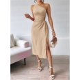 thumbnail image 4 of Women Summer One Shoulder Long Dress Slim Sleeveless Bodycon Party Cocktail Maxi Dresses Color S, 4 of 9