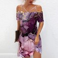 thumbnail image 1 of Mefallenssiah Mode Femmes Occasionnels Sexy Froid Épaule Impression Robe Manches Courtes d'Été, 1 of 4