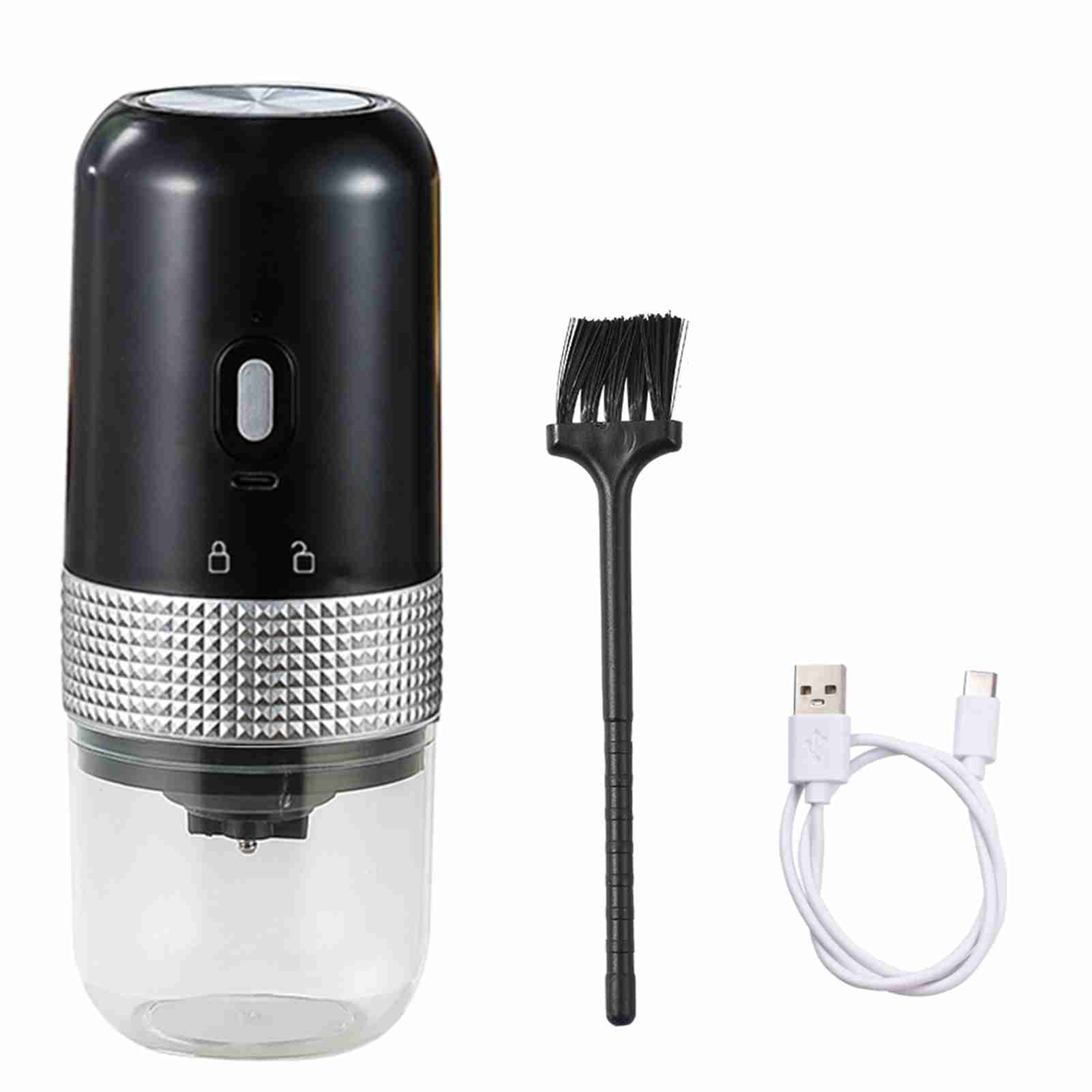 LAZIOEGR Electric Coffee Grinder, Portable Burr Coffee Bean Grinder with Adjustable Settings, USB Rechargeable Cordless Grinder (7.4 x 2.95 in / 18.8 x 7.5 cm), Black