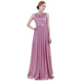 thumbnail image 4 of Linjinx Womens Sleeveless Lace Chiffon Long Dress Wedding Guest Bridesmaid Evening Gown Plum 4, 4 of 6