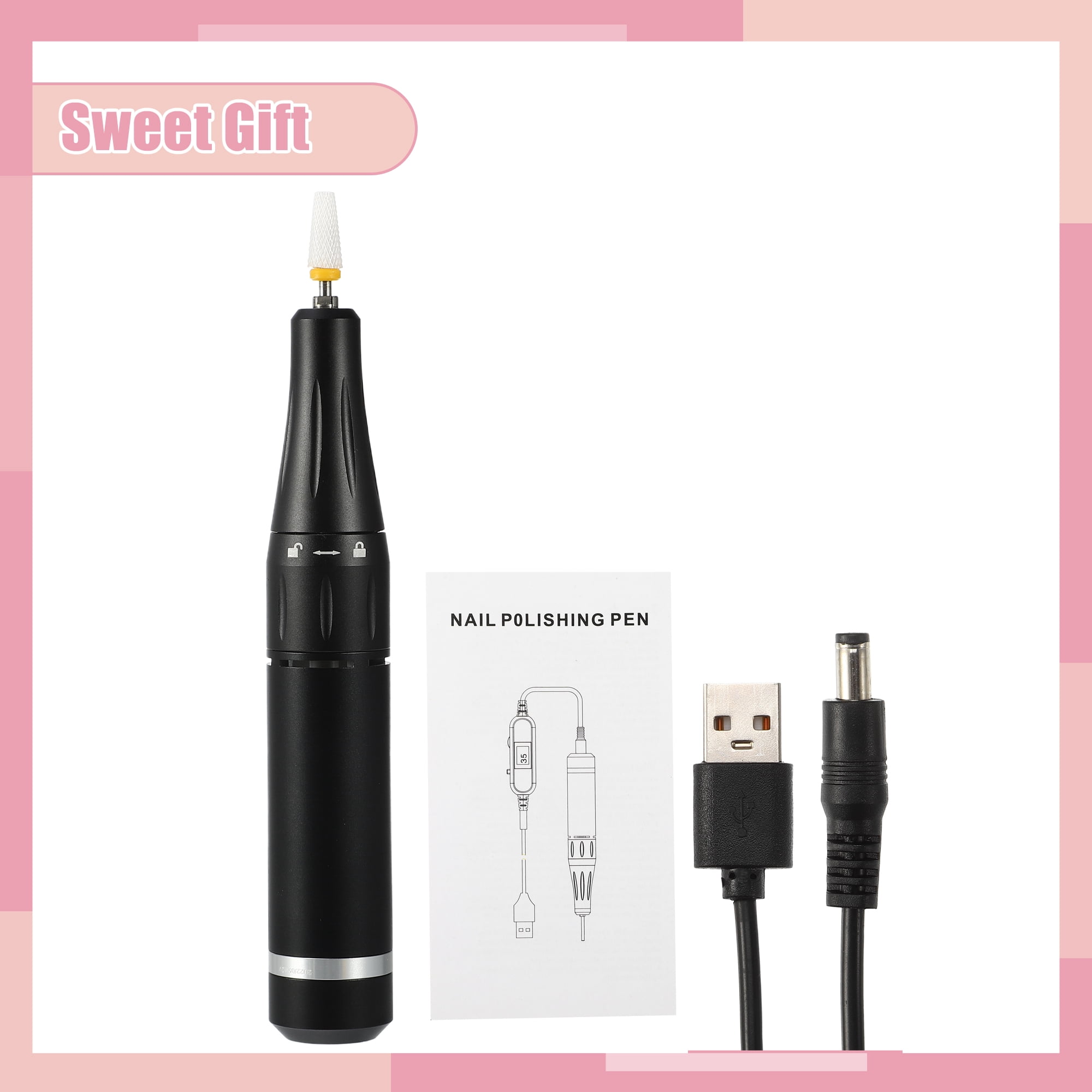 Unique Bargains 1 Set Electric Nail Drill Kit 35000RPM Nail Drill Machine Digital Display Portable Nail Drill Black