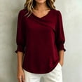 thumbnail image 3 of Cilsoka 3/4 Length Sleeve Womens Tops Asymmetric Square Neck Dressy Casual Blouses Business Work Shirts with Smocked Cuffs, 3 of 6