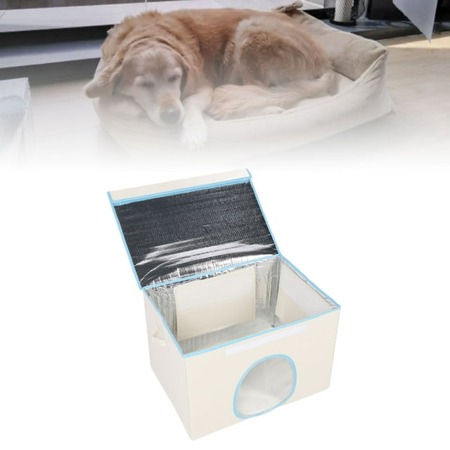 Maison Chauffante pour Chat, Maisonnette Chauffante Pliable pour Minou Résistante aux Intempéries, Abri Extérieur Isolé pour Chats Errants de la Communauté, Maisonnette Réchauffante pour Temps Froid avec Coussin Chauffant pour l'Hiver