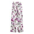 thumbnail image 4 of Womens Pants Pockets Boho Printed Elastic Waist Wide Leg Palazzo Pants for Women Work Beach Vacation Clothes Purple Pink M, 4 of 8