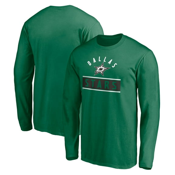 Men's Kelly Green Dallas Stars Team Arch Knockout Long Sleeve T-Shirt