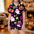 thumbnail image 2 of Halloween Pajamas Kids Size 12-24 Months Homewear Full Print Top with Elastic Shorts Soft Loungewear Pjs for Girls Black, 2 of 4