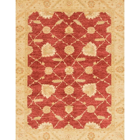 Ahgly Company Indoor Rectangle Abstract Scarlet Red Abstract Area Rugs, 7' x 10'