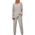 thumbnail image 2 of Conjunto deportivo de 2 piezas para mujer Otoño Invierno Conjunto de chándal Tops de manga larga + Pantalones Joggers Loungewear, 2 of 4