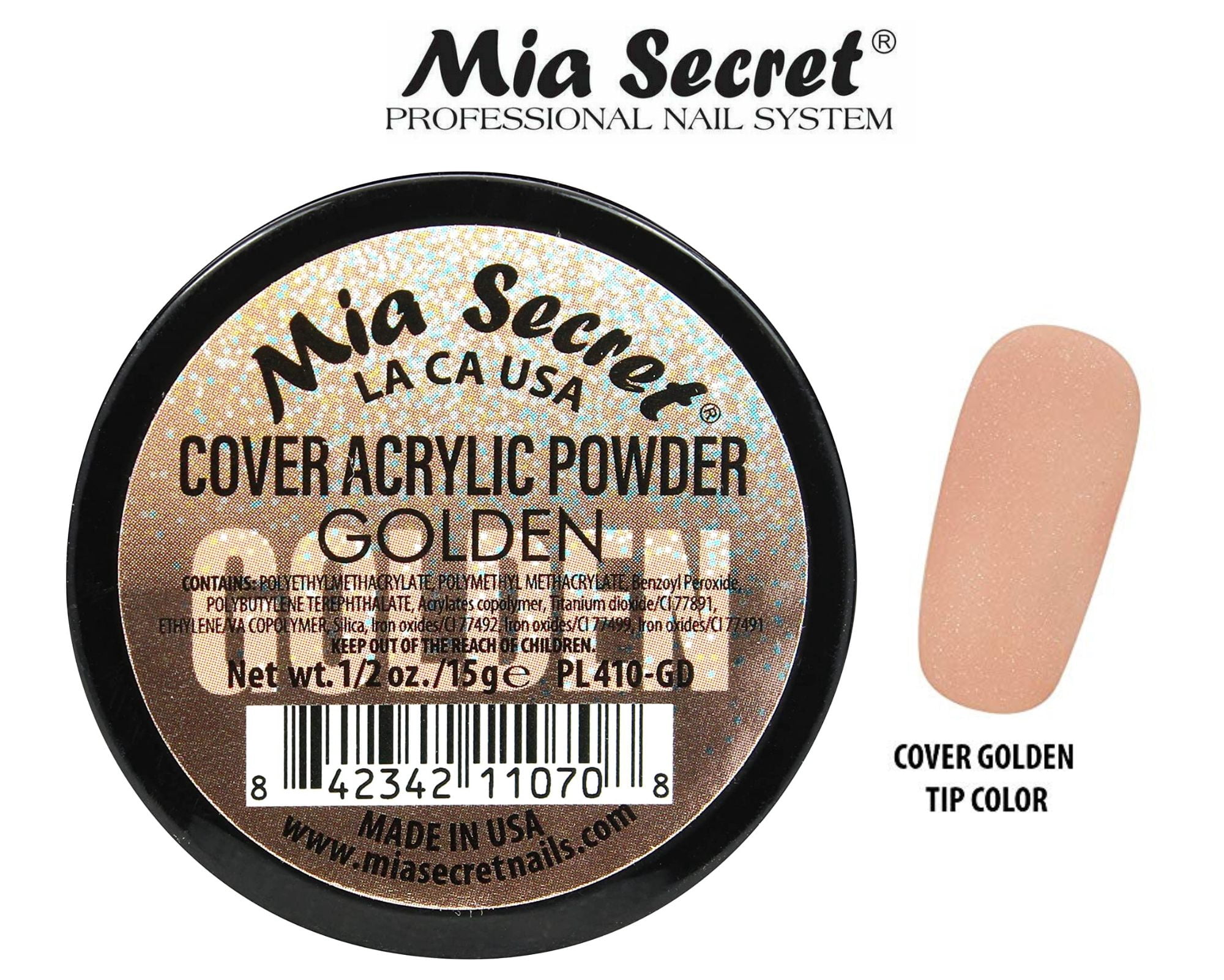 Mia Secret - Liquid Monomer 1oz + Cover Acrylic Powder Golden 0.5oz + Dappen Dish + Academy Duo Nail Brush #8 OR - COMBO
