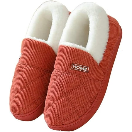 

PIKADINGNIS Women Men Classic Casual Fluffy Fur Warm Winter House Slippers Soft Fleece Lining Wrap Heel Home Shoes Indoor