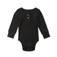 thumbnail image 2 of Gupgi Newborn Baby Long Sleeve Romper Knitted Rib Casual Button Jumpsuit, 2 of 4