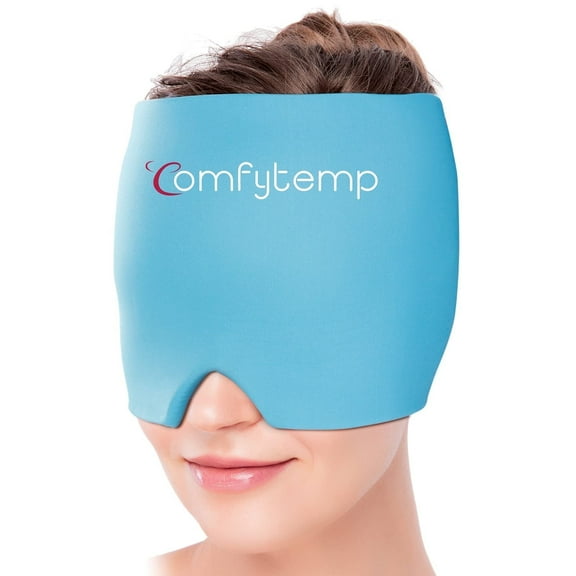 Comfytemp Cooling Head Wrap with Compression, Super Soft Ice Pack for Headaches, Blue