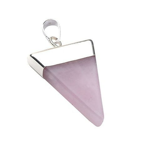 - Generic Xiufen Amethyst/ Pink Quartz/ Crystal/ Tiger`s Eye/ Opalite... Stone Pyramid Pendant (Silver Accessory) (Pink Quartz)