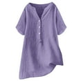 thumbnail image 1 of Loose Fit Solid Color Linen Casual Short Sleeve Button Top for Women Womens Compression Cold Gear Long Sleeve Shirts for Women Fall 100 Polyester Shirts Women Long Exercise Shirts Women Turtle, 1 of 2