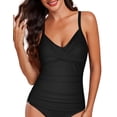 thumbnail image 4 of Firpearl Black Bathing Suit Tops for Women Large Bust Twist Front Swimsuit with Underwire Bra Support Push Up Tankini Tops 14, 4 of 7