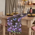 thumbnail image 2 of Table Runners 108 Inches Long Dress Scarves, Purple Flowers Farmhouse Coffee/Dining/Kitchen Table Runner for Living Room, Butterfly Spring Floral Wooden Farmhouse 13x108 Inch, 2 of 9