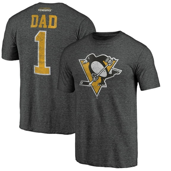Men's Charcoal Pittsburgh Penguins Greatest Dad Tri-Blend T-Shirt