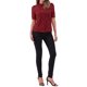 thumbnail image 2 of INSPIRAR CHIC Top de Encaje Floral para Mujeres con Cuello Mock, Manga Corta Abullonada, Blusa Elegante de Encaje, Talla L, Rojo Oscuro, 2 of 6